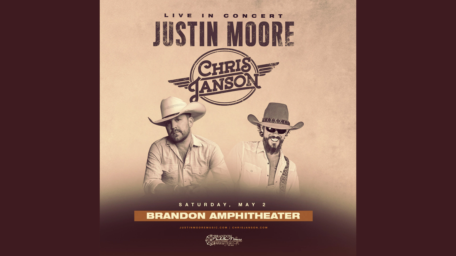 Win tickets to Justin Moore at Brandon Amphitheater Brandon MS