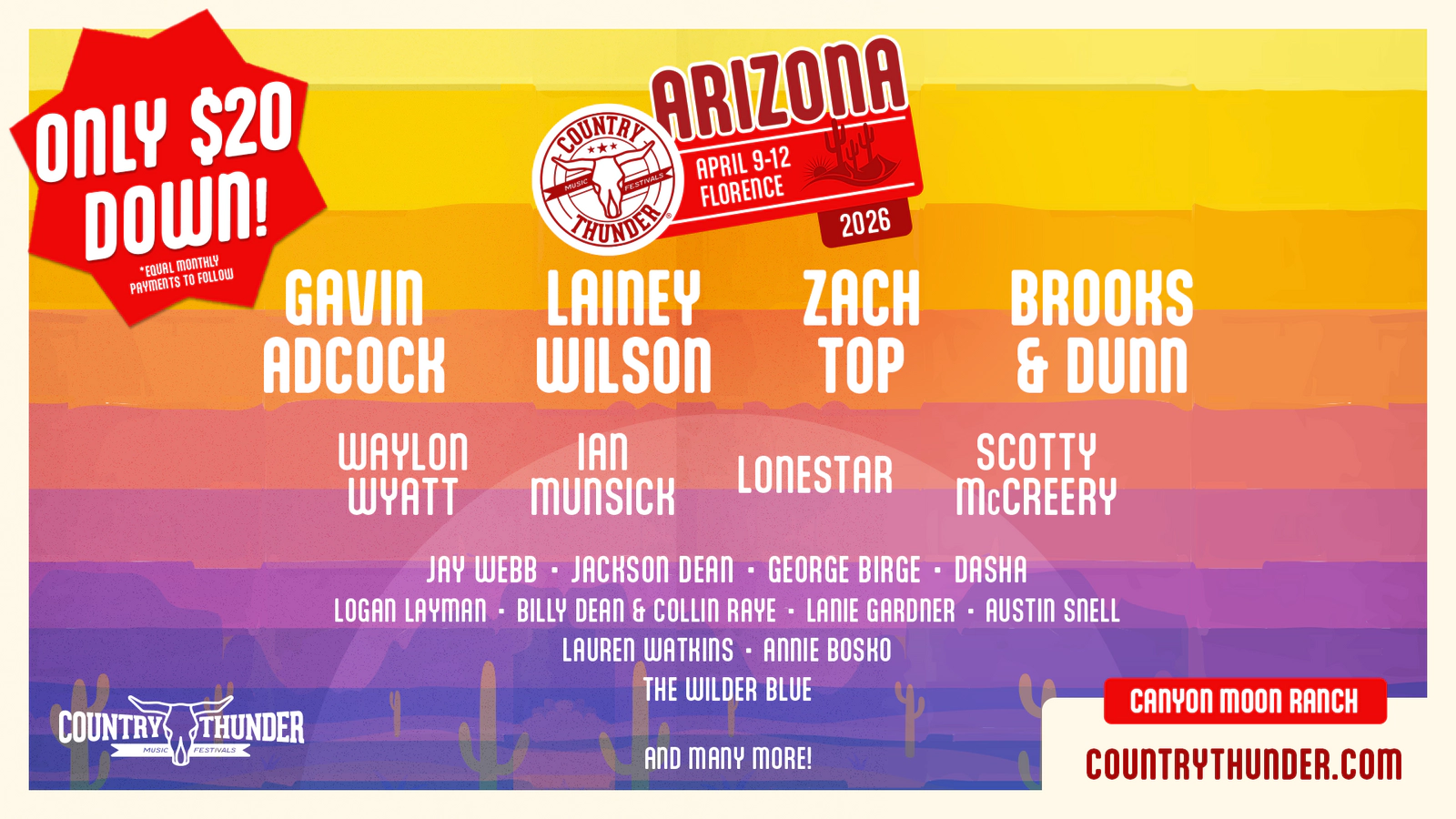 Win tickets to Country Thunder at Canyon Moon Ranch Florence AZ